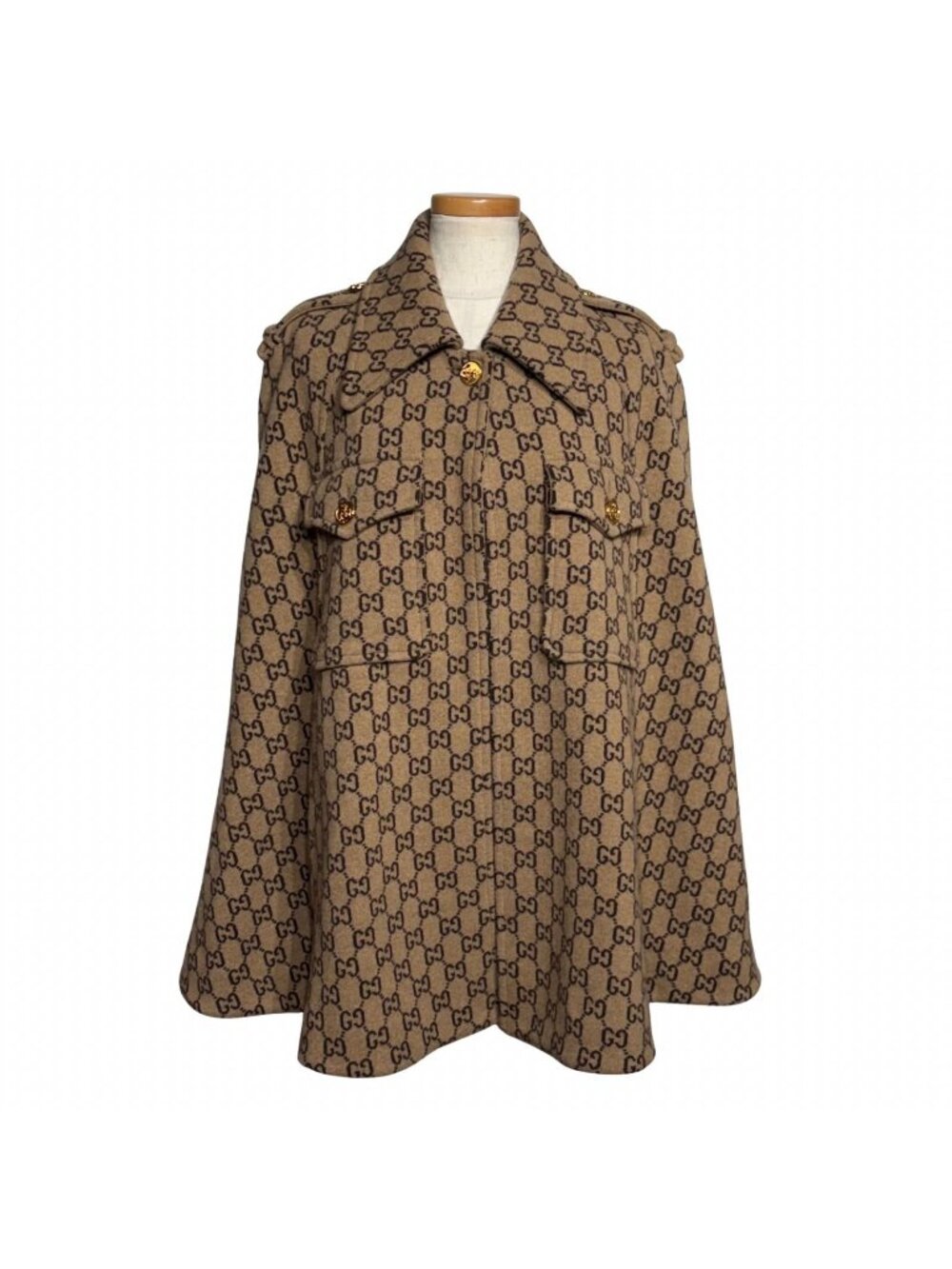 Gucci GG Cape Brown Wool Poncho M